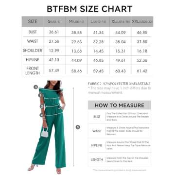 BTFBM Women Jumpsuits Crew Neck Ruffle Cap Sleeve Belted High Waist Wide Leg Romper with Pockets One Piece Casual Outfits(Solid Blue Green, Medium)
