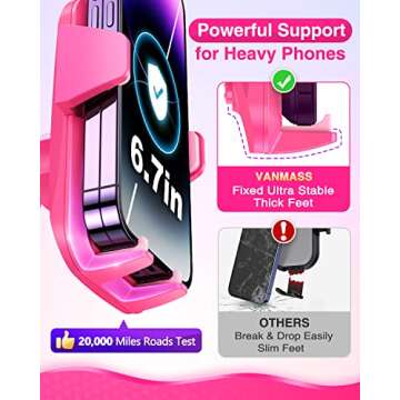 VANMASS Upgraded Pink Phone Holder for Car 2023