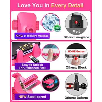 VANMASS Upgraded Pink Phone Holder for Car 2023