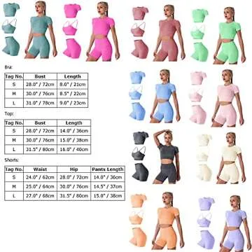 Women's Seamless Yoga Outfits 3 Pieces Workout Short Sleeve Crop Top + Camisole Tank Sports Bra + High Waisted Running Shorts Sets Biker Activewear Athletic Fitness Tracksuit Gym Clothes Orange Small