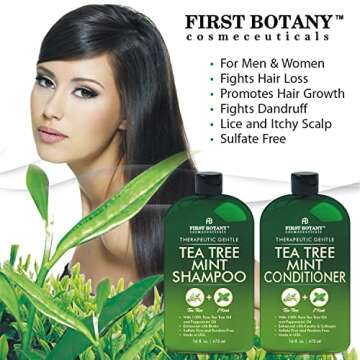 Tea Tree Mint Shampoo and Conditioner - Pure Tea Tree Oil & Peppermint Oil - Fights Hair Loss, Promo...