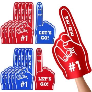 Wettarn 6 Pack 18 Inch Giant Foam Finger We're Number 1 Foam Hand Baseball Foam Fingers Foam Fan Fin...