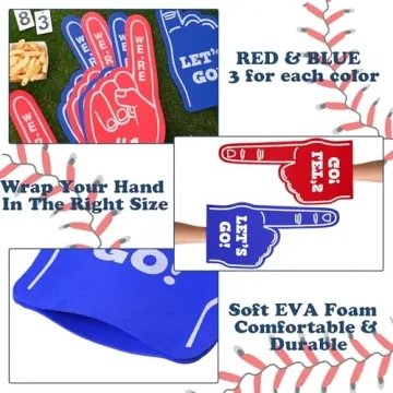 Wettarn 6 Pack Giant Foam Fingers for Sports Cheers