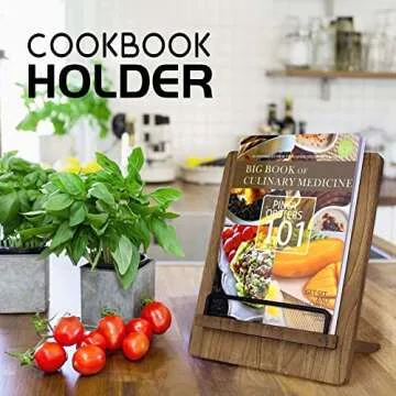 Stylish Wood Cookbook Stand - Adjustable & Space-Saving