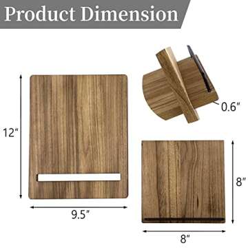 Cookbook Stand | Wood Cookbook Holder Cutting Board Style，Rustic Adjustable Pull-Out Recipe Holder Stand for Kitchen Counter (Shallow Wood)