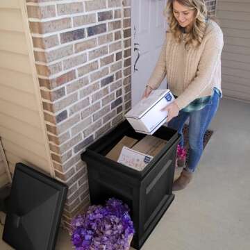 Step2 Express Package Delivery Box, Weather Resistant, Large Outdoor Parcel Storage, Made of Durable Plastic, No Installation, Secures Packages, Black