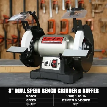 BUCKTOOL 8" Dual Speed Bench Grinder & Buffer