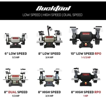 BUCKTOOL 8" Dual Speed Bench Grinder & Buffer