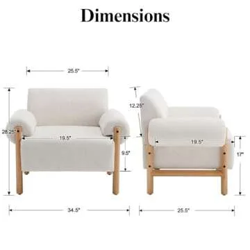 Ya-Home Mid-Century Accent Chair, Soft Armchair Linen Fabric Lounge Chair Upholstered Single Sofa Si...