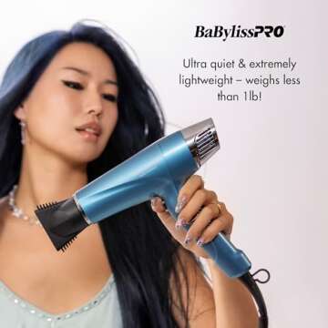 BaBylissPRO Hair Dryer, Nano Titanium Dual Ionic Blow Dryer, Hair Styling Tools & Appliances, BNT9100