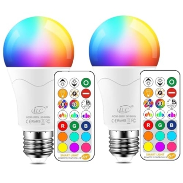 ILC LED Light Bulb 85W Equivalent, Color Changing Light Bulbs 2700K Warm White, Remote Control RGB 6...