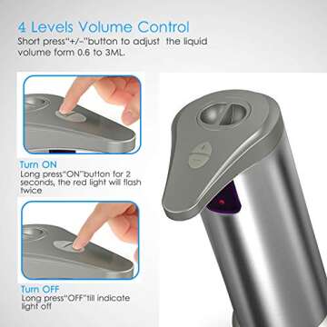 Nozama Automatic Soap Dispenser Equipped with Stainless Steel, Adjustable Switches, Infrared Motion Sensor, Waterproof Base,Suitable for Bathroom Kitchen Hotel Restaurant