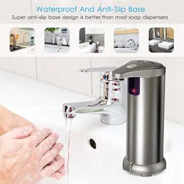 Nozama Automatic Soap Dispenser Equipped with Stainless Steel, Adjustable Switches, Infrared Motion Sensor, Waterproof Base,Suitable for Bathroom Kitchen Hotel Restaurant
