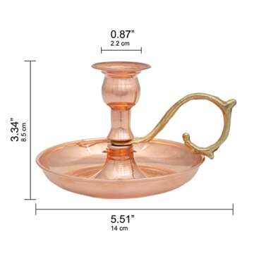 Onart Home - Copper Handmade Candle Holder for Rustic Home Decor with Handle Metal Candle Holders fo...