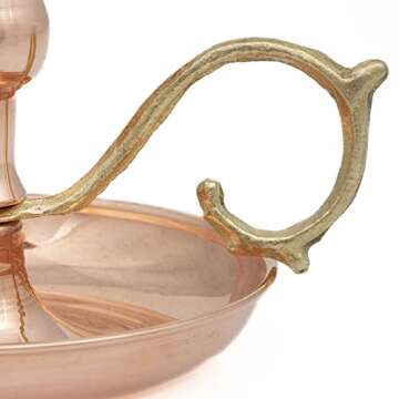 Onart Home - Copper Handmade Candle Holder for Rustic Home Decor with Handle Metal Candle Holders for Pillar Candles Gothic Decor Candlestick Holders (Copper)