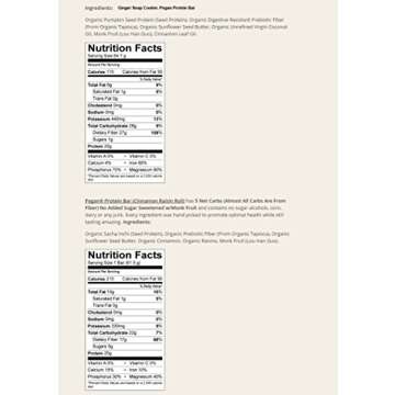 Julian Bakery Pegan Thin Protein Bar | Variety Pack | Cinnamon Raisin Roll & Ginger Snap Cookie | 2 Flavors | 20g Protein | Vegan/Paleo | 12 Bars