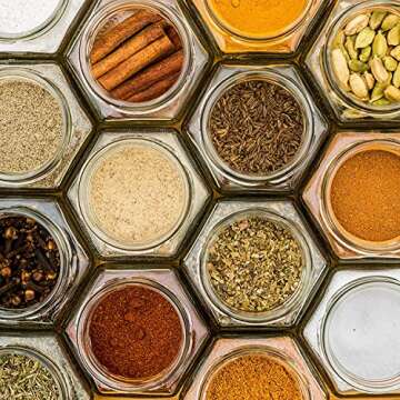 Cornucopia Brands Mini Hexagon Glass Jars (1.5oz, 48-Pack); Tiny Hex Jars w/Gold Lids for Spices, Gifts, Party Favors, DIY and More, 3-Tablespoon Capacity