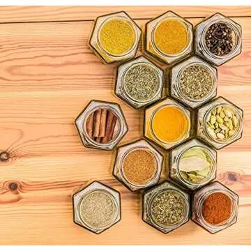 Mini Hexagon Glass Jars 48-Pack with Gold Lids