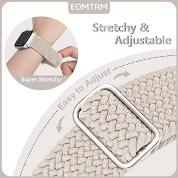 5 Pack Braided Stretchy Adjustable Straps Compatible for Apple Watch Band 38mm 40mm 41mm 42mm 44mm 45mm 46mm 49mm for Women Men ,Sport Elastic Nylon Cloth Wristbands for iWatch Series 10 9 8 SE 7 6 5 4 3 Ultra 2/1(Succulent,44)