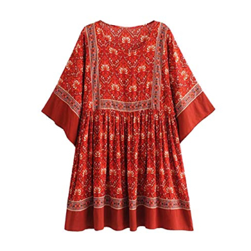 R.Vivimos Summer Bohemian Floral Tunic Dress for Women