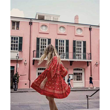 R.Vivimos Summer Bohemian Floral Tunic Dress for Women