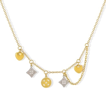 Callalove 18K Gold Charm Necklace - Vintage-Inspired Beauty with Multi Charms