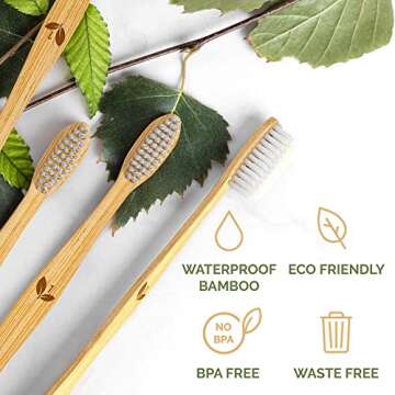 KoolerThings Bamboo Toothbrushes (12 Pk) | BPA Free Soft Bristles | Biodegradable, Compostable, Eco Friendly, Natural, Organic, Vegan