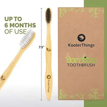 KoolerThings Bamboo Toothbrushes (12 Pk) | BPA Free Soft Bristles | Biodegradable, Compostable, Eco Friendly, Natural, Organic, Vegan