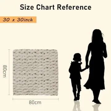 Comtest Chunky Knit Blanket Handmade Soft Throw Blanket Cozy and Warm Cable Knit Blanket for Sofa ＆Home Decor Beige 30x30 in（Kid Throw）