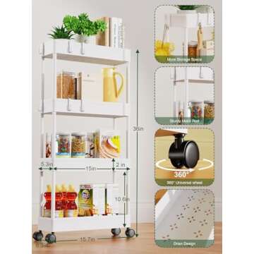 LEHOM 5.3" Slim Storage Cart - Perfect for Small Spaces