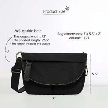 ODODOS 1.2L Mini Crossbody Bag with Adjustable Strap Festival Bag Fanny Pack for Outdoor, Workout, Travel, and Casual, Black