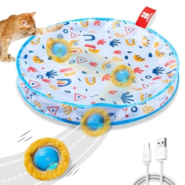 Potaroma Interactive Cat Toys, Fast Rolling Ball in Play Mat, Automatic Motion Activated Moving Ball...