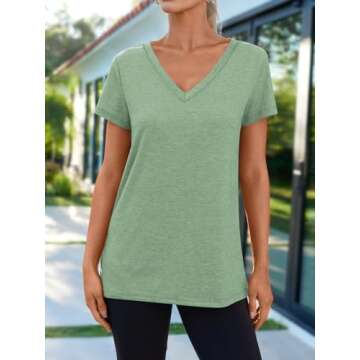 AUTOMET T-Shirts Short Sleeve Summer Tops for Women - V Neck Casual Fashion 2025