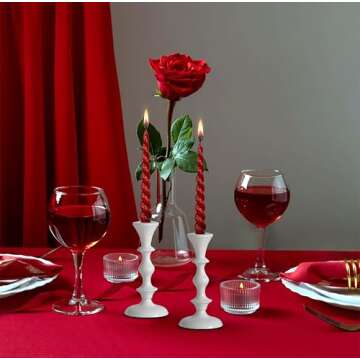 Rely+ White Candle Holders Set of 2 Decorative Centerpieces for Taper Candles