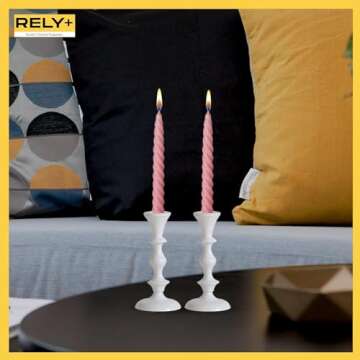 Rely+ White Candle Holders Set of 2 for Home Decor