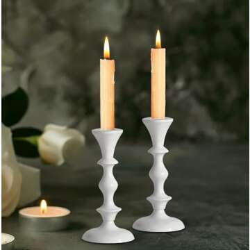 Rely+ White Candle Holders Set of 2 for Home Decor