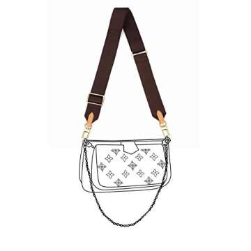 Multi Pochette Accessories Replacement Strap Adjustable Crossbody Wide Cavas Strap for Shoulder Bags Multi Purpose Strap (Brown)