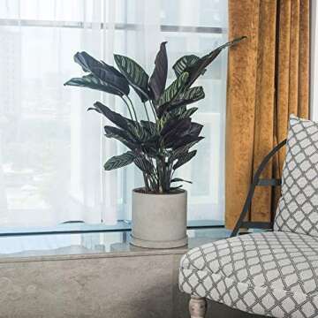 Ekirlin 9 Inch Grey Cement Flower Plant Pot