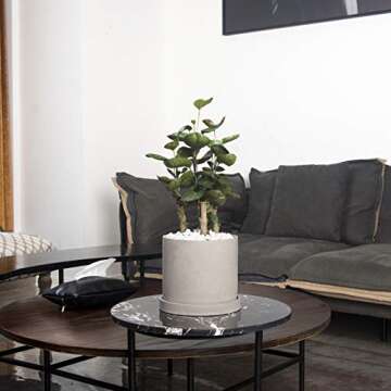 Ekirlin 9 Inch Grey Cement Flower Plant Pot