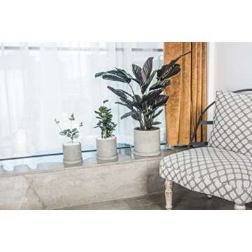 Ekirlin 9 Inch Grey Cement Flower Plant Pot