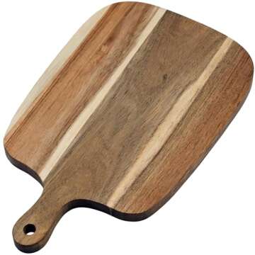 Welsteepse Acacia wood cutting board and chopping board with handle for Meat, Cheese, Bread, Vegetab...