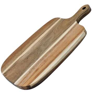 Welsteepse Acacia wood cutting board and chopping board with handle for Meat, Cheese, Bread, Vegetables & Fruits，charcuterie boards,cutting boards for kitchen, Large 13 * 8
