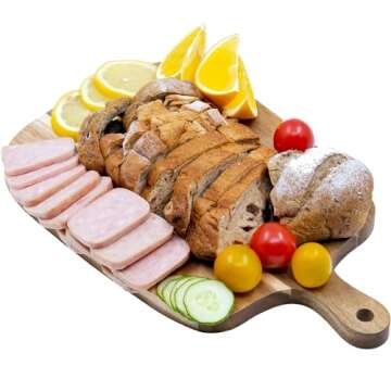 Welsteepse Acacia wood cutting board and chopping board with handle for Meat, Cheese, Bread, Vegetables & Fruits，charcuterie boards,cutting boards for kitchen, Large 13 * 8