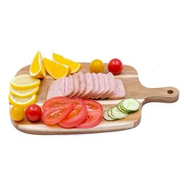 Welsteepse Acacia wood cutting board and chopping board with handle for Meat, Cheese, Bread, Vegetables & Fruits，charcuterie boards,cutting boards for kitchen, Large 13 * 8