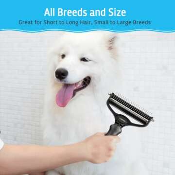 Viretec Dog Deshedding Brush - 2 in 1 Grooming Tool