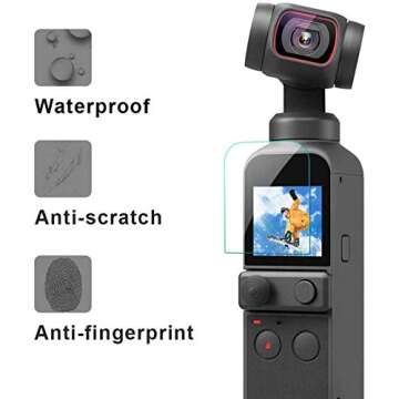PCTC [4 pack] Lens+LCD Screen Protector Appliable for DJI Osmo Pocket 2 Camera, osmo pocket accessories 0.3mm 9H Hardness Ultra-Clear Tempered Glass Protector Film Guard Full Coverage Edge to Edge