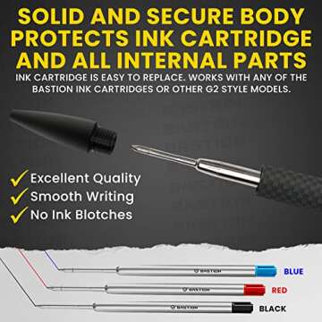 BASTION® Luxury Carbon Fiber Bolt Action Pen Durable Professional Ballpoint Pen for Travel, School ...