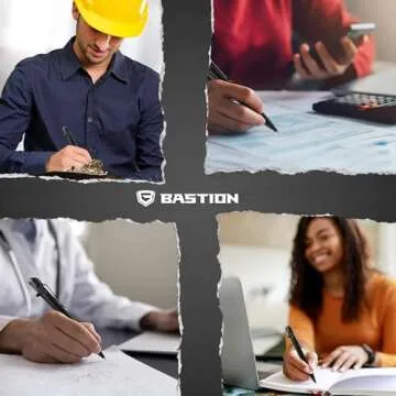 BASTION® Luxury Carbon Fiber Bolt Action Pen Durable Professional Ballpoint Pen for Travel, School and Work Birthday Gift Idea - Black Stainless Steel