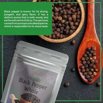 Jiva Organics Organic Whole Black Peppercorns for Grinders