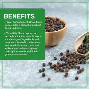 Jiva Organics Organic Whole Black Peppercorns for Grinders